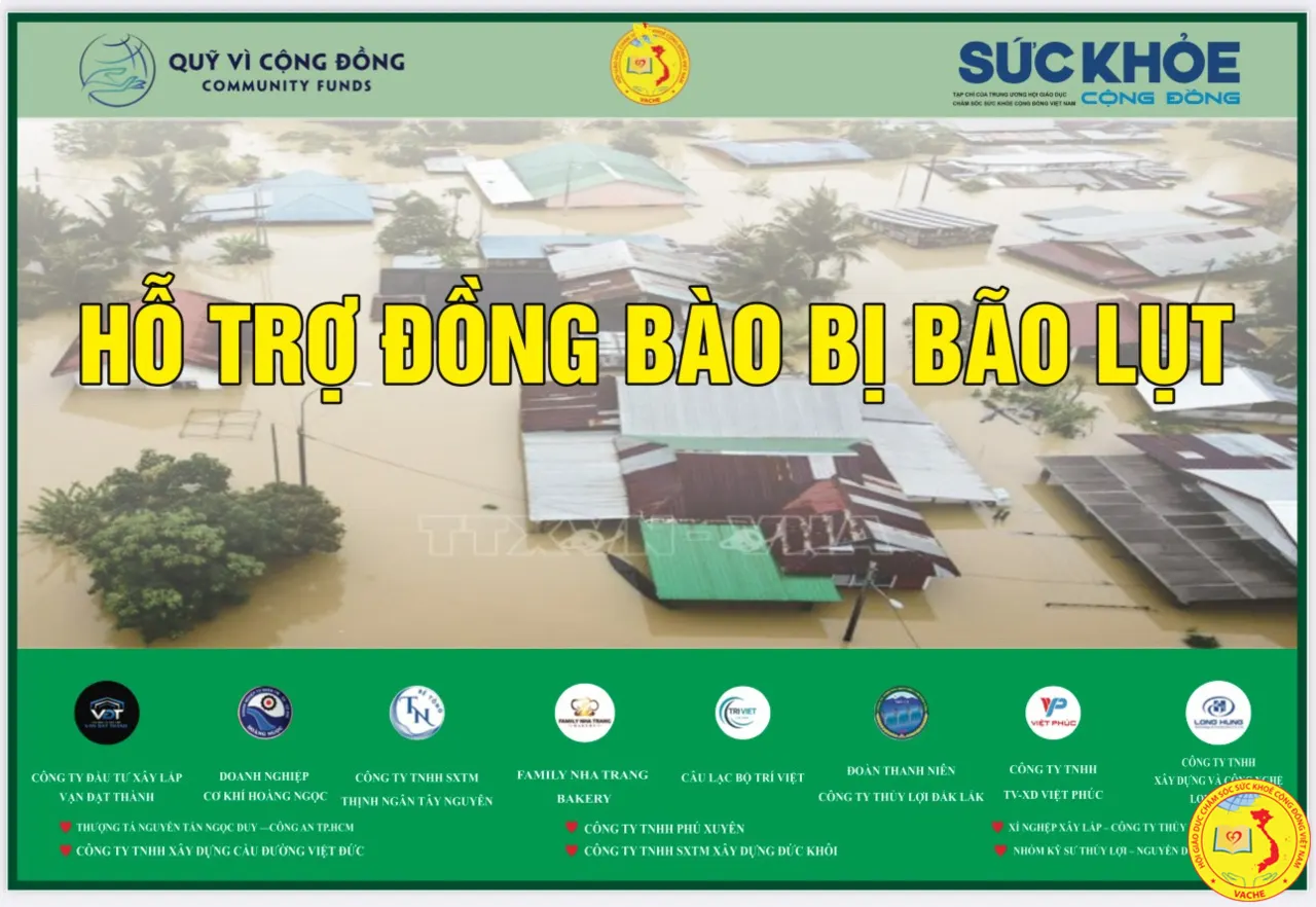Ảnh: Hội GDCSSK CĐ Việt Nam chung tay cùng bà con khắc phục sau thiên tai lũ lụt