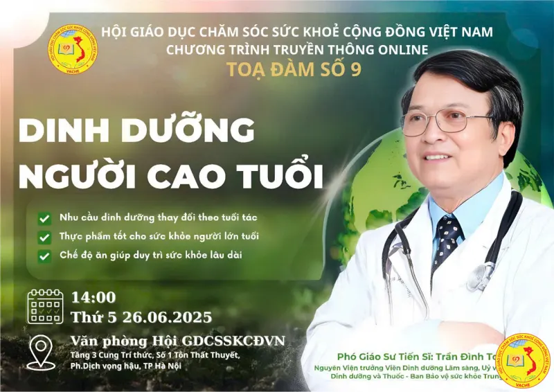 Ảnh: Tọa đàm số 9 của hội GDCSSKCĐ Việt Nam: Dinh dưỡng người cao tuổi – Chìa khóa chăm sóc sức khỏe chủ động tuổi già